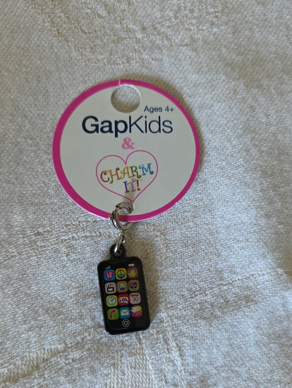 GAP Kids Pink & Black Charm It! Phone Charm Keychain